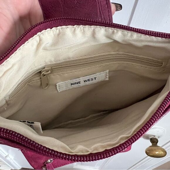 Nine West Burgundy Crocodile Crossbody Bag - Picture 9 of 9